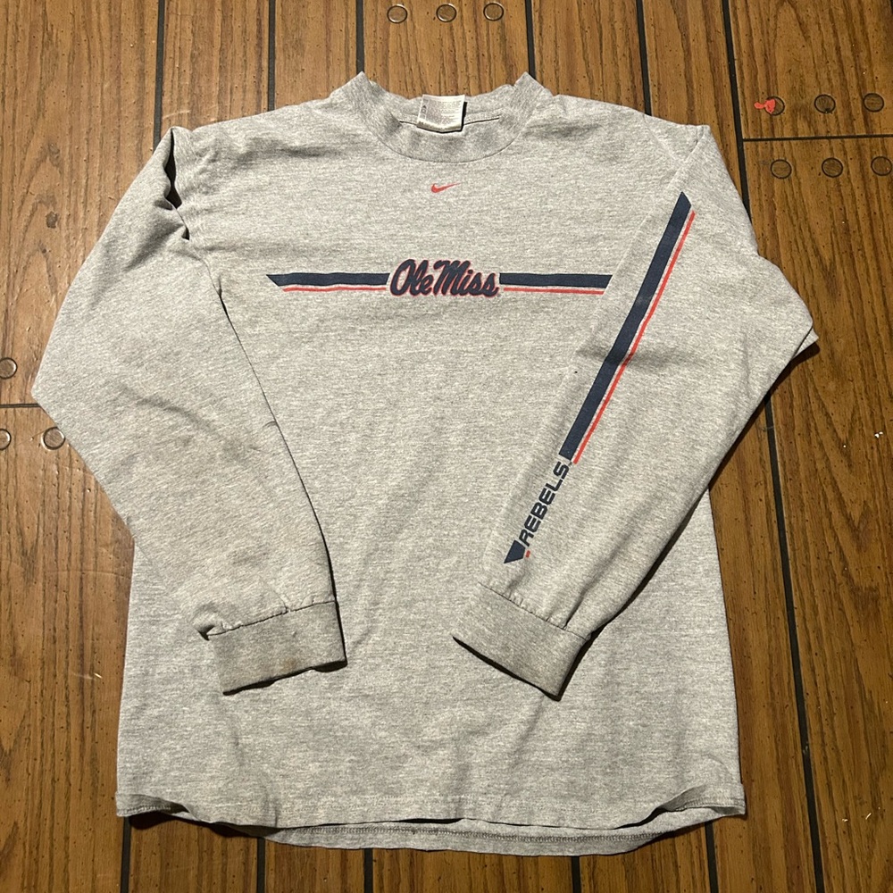 Vtg Y2k Ole Miss Rebels Center Swoosh Long Sleeve Nike M Fits Adult Small